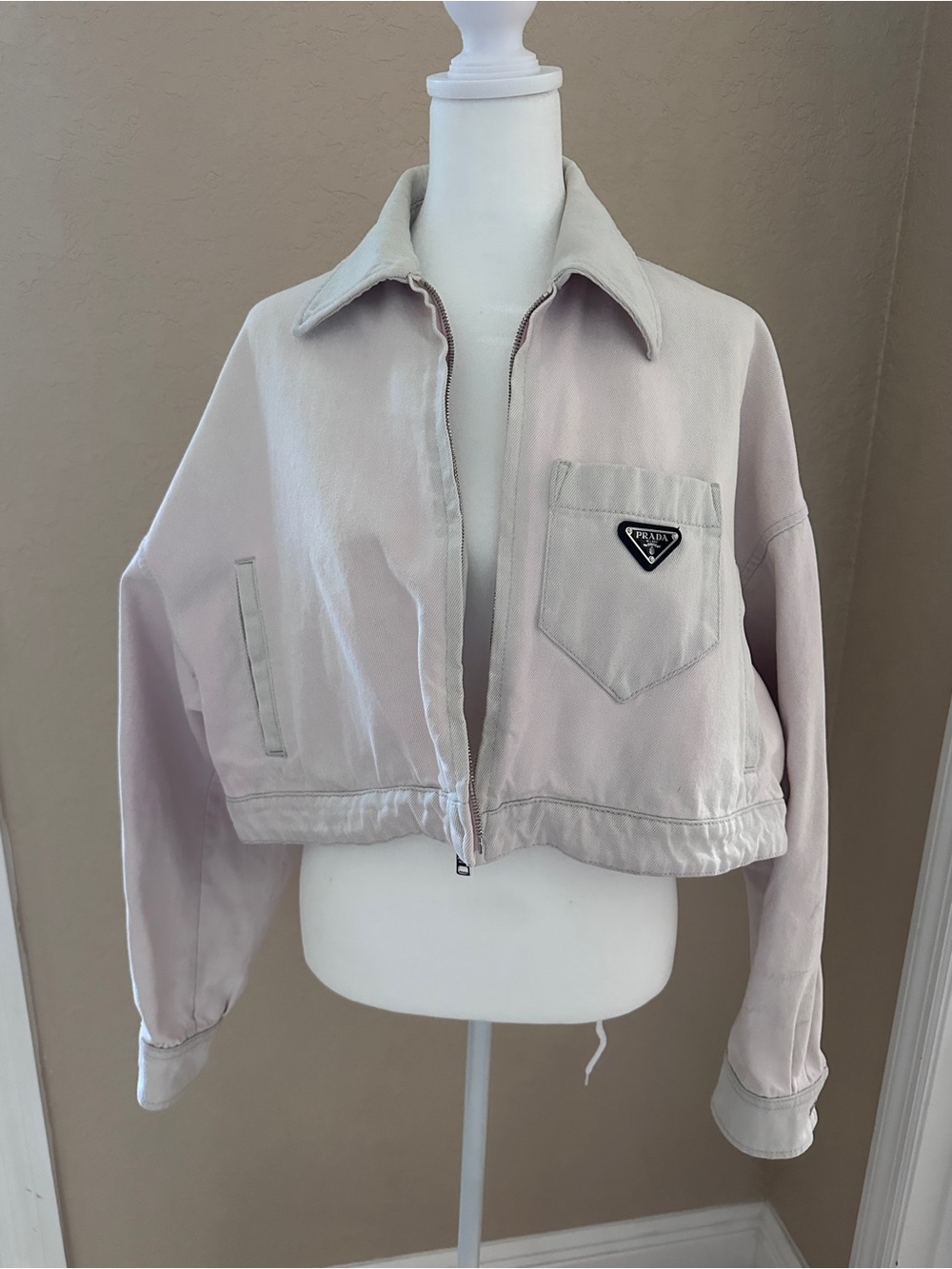 Prada Pale Pink Cropped Utility Jacket